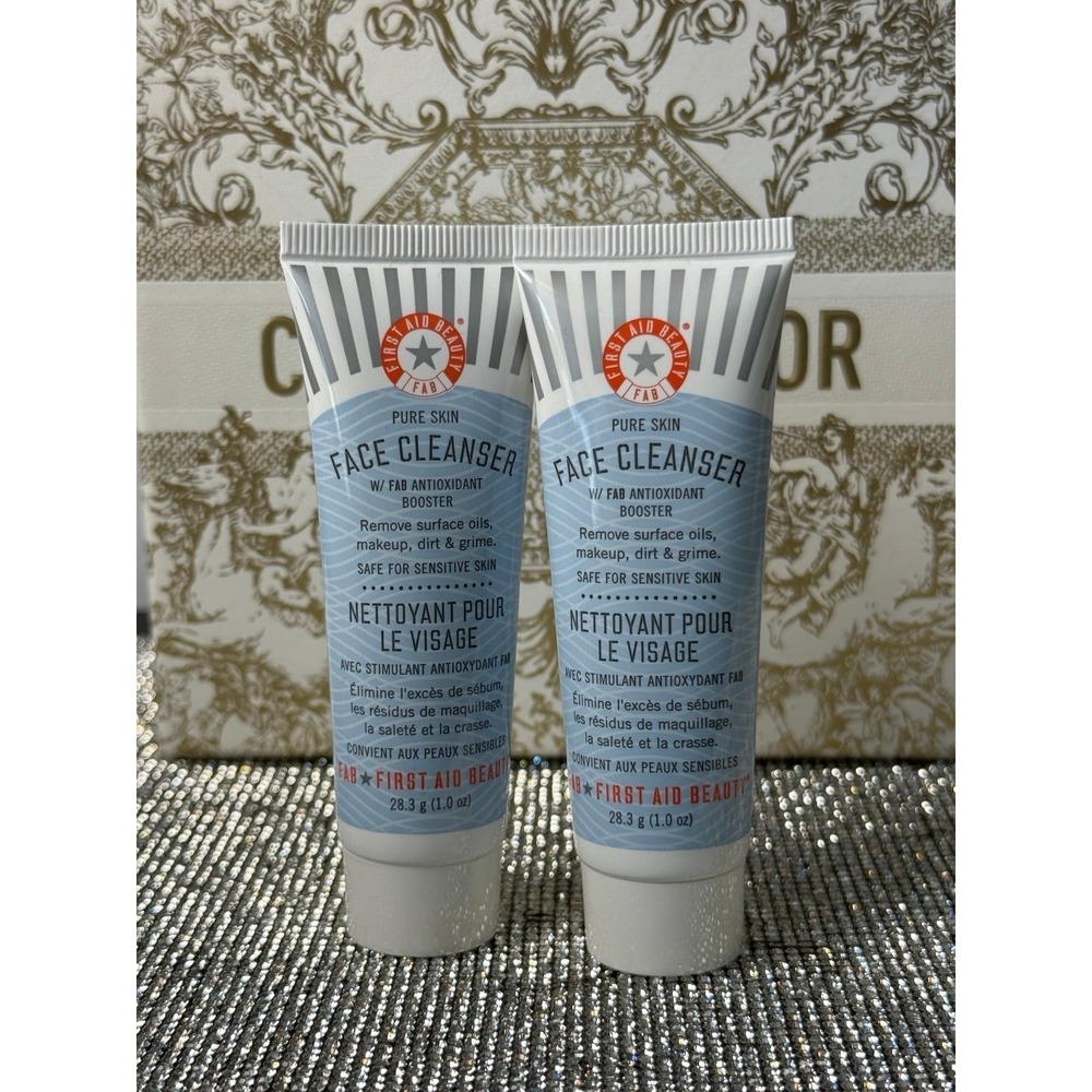 Lot of 2 First Aid Beauty Pure Skin Face Cleanser 1 oz Travel Size New